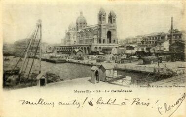 1 vue Marseille. La Cathédrale . Carte envoyée en 1903 avec texte au dos.
