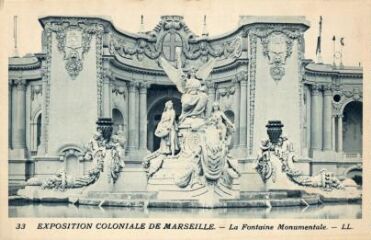 1 vue Exposition coloniale de Marseille. La fontaine monumentale.