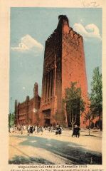 1 vue Exposition coloniale de Marseille 1922. Palais de l' Afrique occidentale. La tour monumentale (65 m. de hauteur).