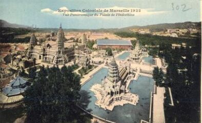 1 vue Exposition coloniale de Marseille 1922. Vue panoramique du Palais de l' Indo-Chine.