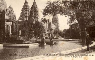 1 vue Marseille. Exposition coloniale 1922. Temple d'Angkor-Vat. Carte envoyée en 1929.