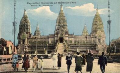 1 vue Marseille. Exposition coloniale 1922. Grand Palais de l'Indo-Chine (allée centrale).