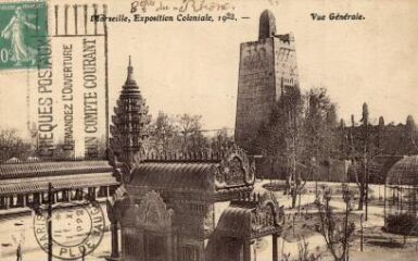 1 vue Marseille. Exposition coloniale 1922. Une rue du village annamite.