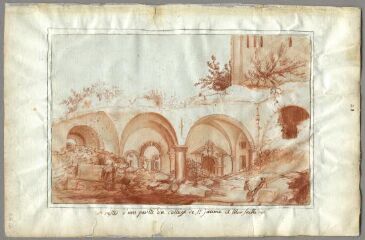 1 vue Restes d'une partie du collège de Saint-Jaume à Marseille (folio 28). Sanguine