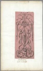 1 vue Panneaux d'ornements, caprice ou moresque (folio 55, verso). Crayon, fond rose
