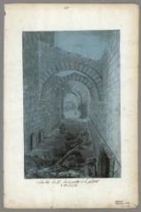 1 vue Restes des fossés de la porte de la Joliette à Marseille (folio 131). Crayon, fond bleu