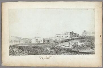 1 vue D'après nature à la Joliette, paysage et bâtiments (folio 24). Crayon
