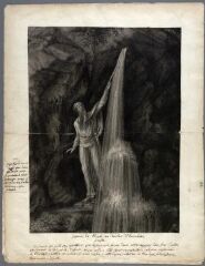 1 vue Figure de Moïse au rocher d'Horeb (folio 182, verso-183) . Crayon