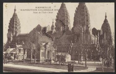 1 vue Marseille Exposition coloniale 1922 : Palais de l'Indo-Chine. Texte au verso cachet de 1922