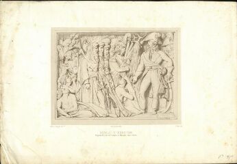 3 vues Deux bas-reliefs sculptés de l'arc de triomphe de Marseille : la bataille d'Héliopolis et la bataille de Fleurus (Pierre Jean David d'Angers, 1834) : lithographie (30x44).