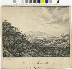 1 vue Vue de Marseille prise des Aygalades, Mure, Michel, XIXe s. : lithographie (19x21).